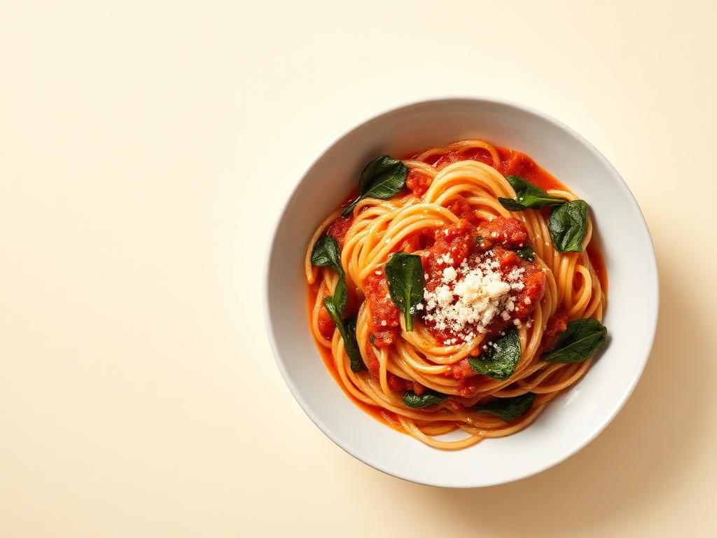 Ten-minute tomato pasta — finished and ready to eat